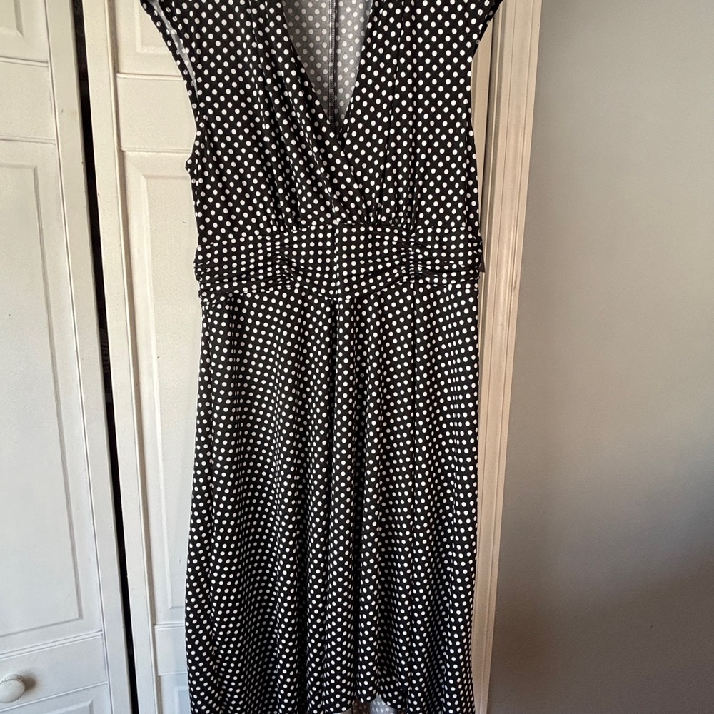 Perceptions Black and White Polka Dot Midi Dress